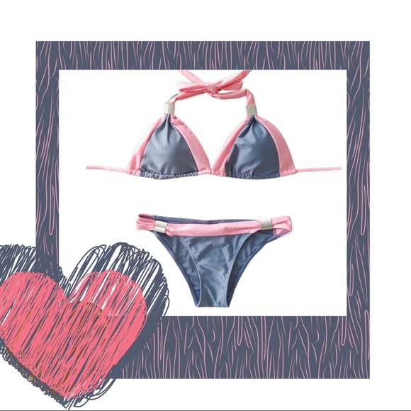 Grey & Coral w/ Silver Accents Low Waist Bikini - Picture 6 of 10